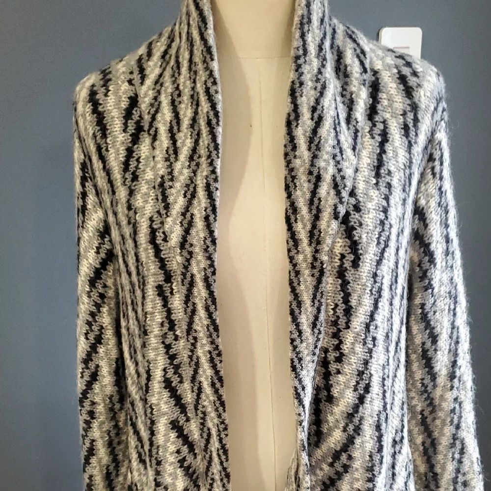 Gloria Jewel  Cozy Black Grey White Women's Waterfall Drape  Cardigan Sweater - Picture 9 of 15